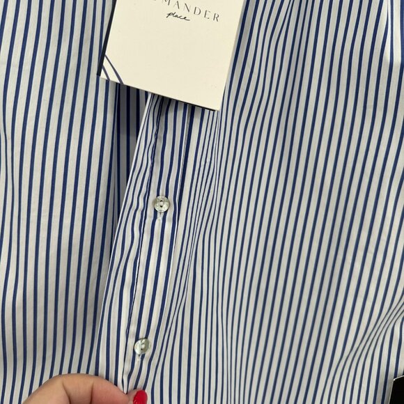 Pomander Place by Tuckernuck Blue Stripe Rae Blouse sz S NWT Button Front - Picture 7 of 10